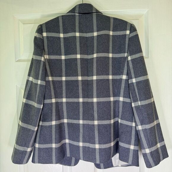 Tahari ASL Women's Petite Plaid Zip-Detail Blazer (6P, Blue/White) - Picture 2 of 9